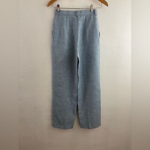 Roth Le cover light blue linen blend Pleated Straight Leg Pants Size 6 - Picture 5 of 8